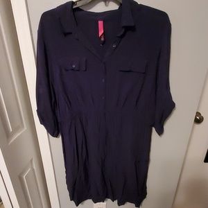 Knee length dark blue half sleeve dress